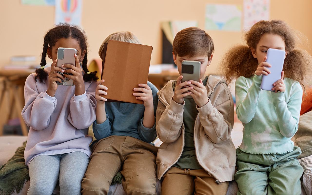 kids on devices